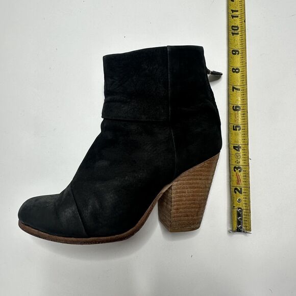 $500 Rag & Bone Classic Newbury Bootie Black Suede Leather 37 Sz 6.5/7 CELEBS!! - Picture 15 of 16